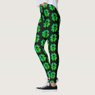 Legging Teste padrão assustador do trevo do crânio