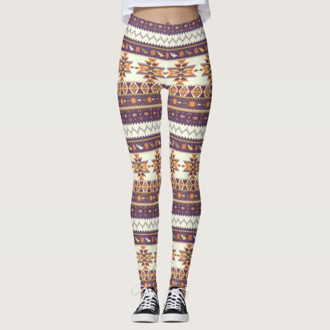 Legging Teste padrão asteca colorido (Frente)