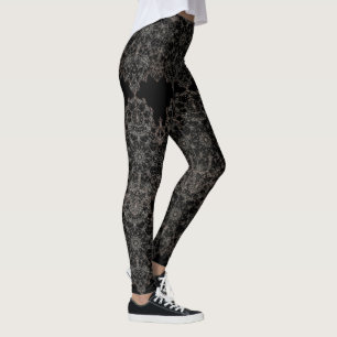 Legging Teste padrão atado elegante do ouro