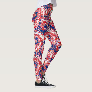 Legging Teste padrão azul branco vermelho corajoso da
