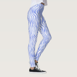 Legging Teste padrão azul da zebra da aguarela
