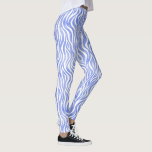 Legging Teste padrão azul da zebra da aguarela