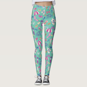 Legging Teste padrão bonito com elementos do verão
