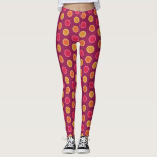 Legging Teste padrão bonito tropical da fatia dos citrino