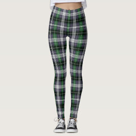 Legging Teste padrão branco azul verde da xadrez de Tartan