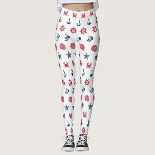 Legging Teste padrão branco e azul vermelho do símbolo d