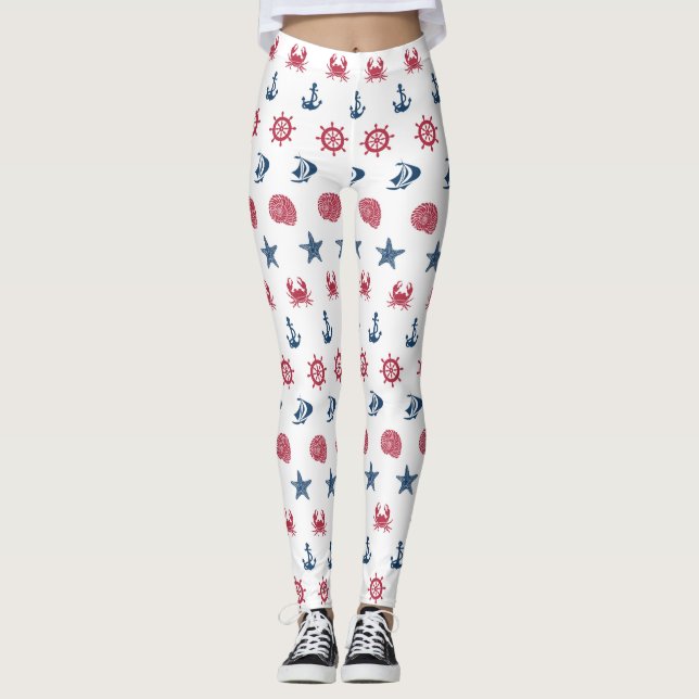 Legging Teste padrão branco e azul vermelho do símbolo do (Frente)