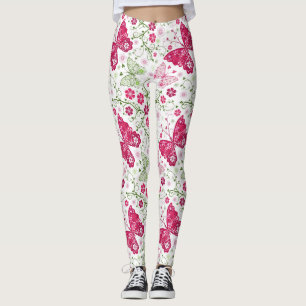 Legging Teste padrão branco floral