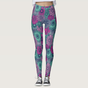 Legging Teste padrão brilhante à moda de flores lindos