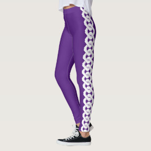Legging Teste padrão Chain roxo e preto japonês de
