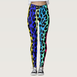 Legging Teste padrão colorido #23 da pele do leopardo