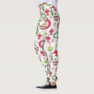 Legging Teste padrão colorido dos enfeites de natal do ar