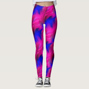 Legging Teste padrão cor-de-rosa e azul corajoso da arte