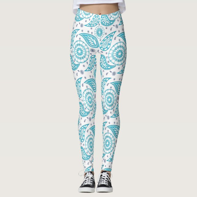 Legging Teste padrão da cerceta de Paisley (Frente)