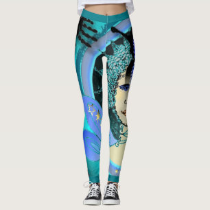 Legging Teste padrão da fada da estrela azul das