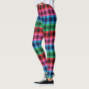 Legging Teste padrão da xadrez de quatro cores