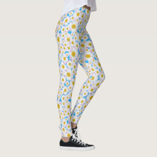 Legging Teste padrão das margaridas brancas de Ditsy no