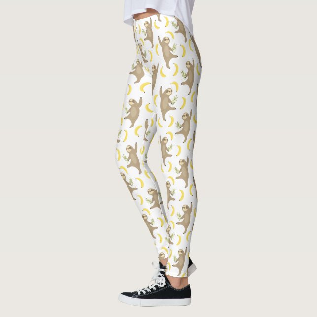 Legging Teste padrão das preguiças & das bananas (Esquerda)