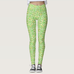 Legging Teste padrão de creme verde bonito da trança