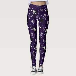 Legging Teste padrão de Emo da cor escura com pintura