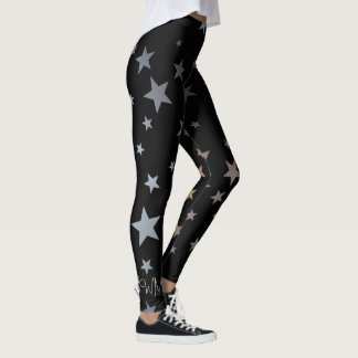 Legging Teste padrão de estrela de prata do cromo