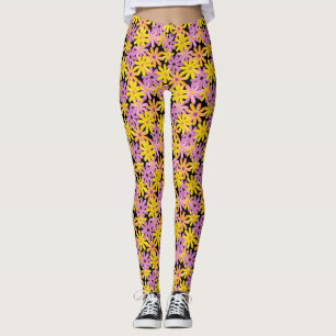 Legging Teste padrão de flores do Gerbera, fundo