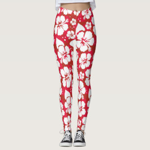 Legging Teste padrão de flores do hibiscus