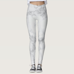 Legging Teste padrão de mármore cinzento branco abstrato