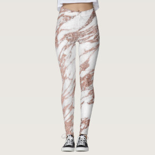 Legging Teste padrão de mármore Dourado branco e