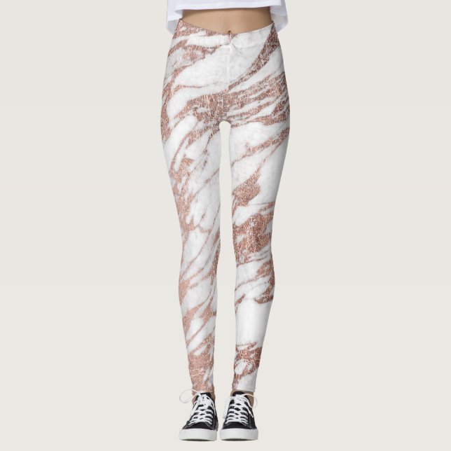 Legging Teste padrão de mármore Dourado branco e (Frente)