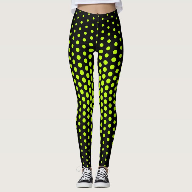 Legging Teste padrão de ponto de Techno do limão (Frente)