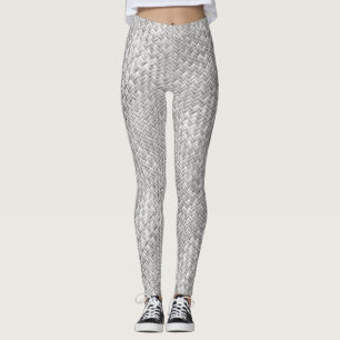 Legging Teste padrão de Weave de cesta geométrico do fal