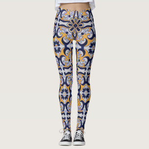 Legging Teste padrão do azulejo do português