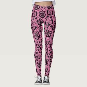 Legging teste padrão do laço com borboletas
