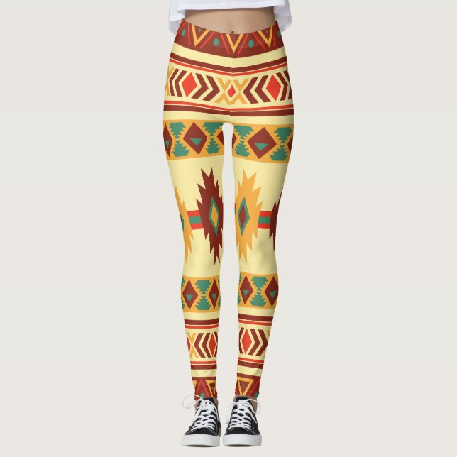 Legging Teste padrão do nativo americano: Tons ensolarados (Frente)