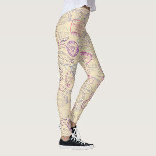 Legging Teste padrão do selo do viagem do passaporte