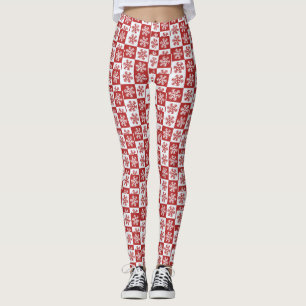 Legging Teste padrão do vermelho/o branco da verificaçã