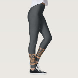 Legging Teste padrão Dourado simétrico Dourado rústico do