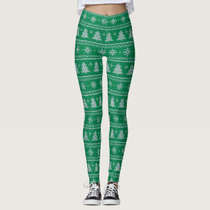 Legging Teste padrão festivo da malha da camisola do Nata