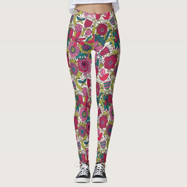 Legging Teste padrão floral brilhante (Frente)