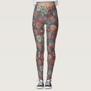 Legging Teste padrão floral colorido no estilo dos