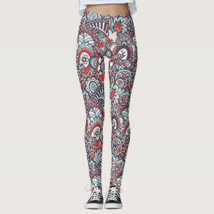 Legging Teste padrão floral do Doodle de Paisley