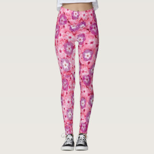 Legging Teste padrão floral do Phlox cor-de-rosa magenta