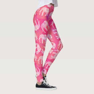 Legging teste padrão floral tribal colorido cor-de-rosa