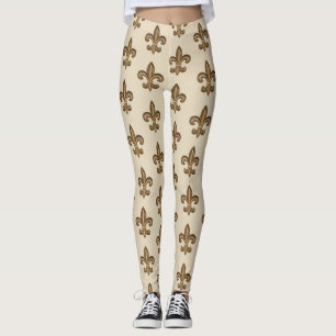 Legging Teste padrão francês dourado da flor de lis
