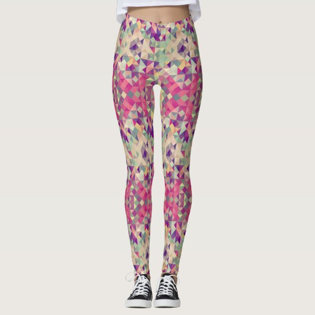 Legging Teste padrão geométrico dos hipsteres do vintage (Frente)