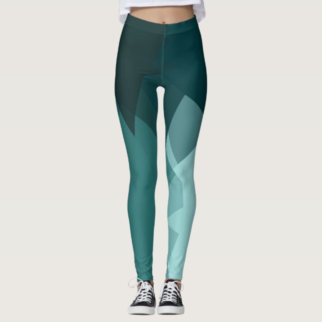 Legging Teste padrão geométrico moderno de turquesa (Frente)