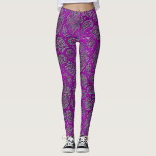 Legging Teste padrão gravado prata de Paisley no vidro