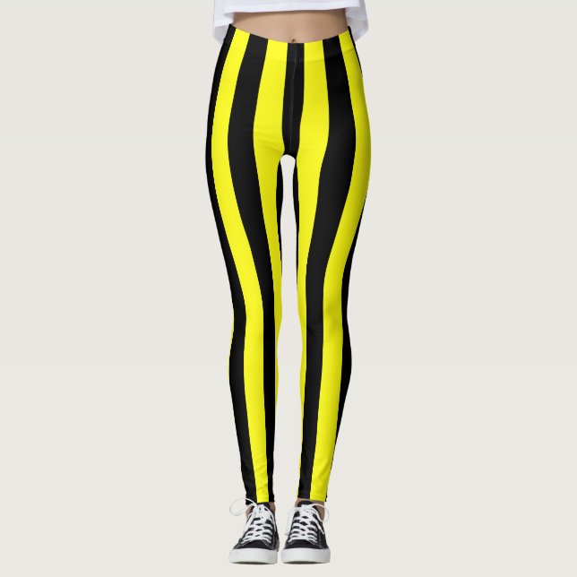 Legging Teste padrão listrado amarelo e preto Coloured (Frente)