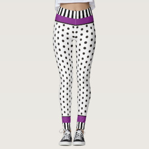 Legging Teste padrão & listras preto e branco de bolinhas